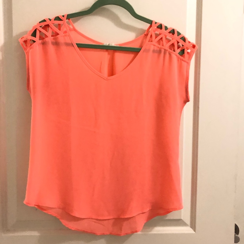 Bright peach chiffon top